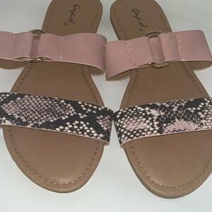 Pink and Black Snake Print Sandals